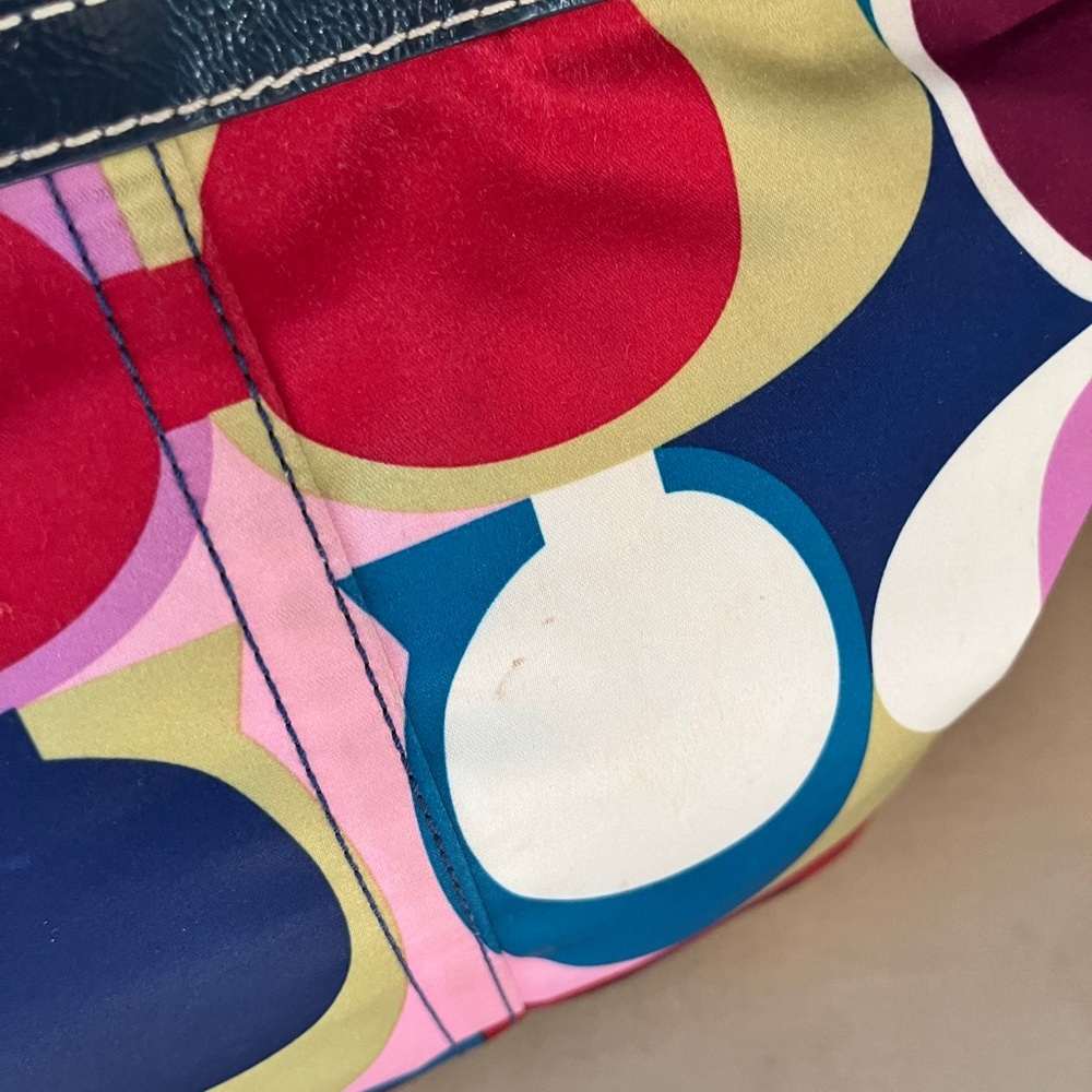 ✨Host Pick ✨ Coach Signature Multicolor Satin & Leather Tote & Bonus Belt Bag - Picture 12 of 17